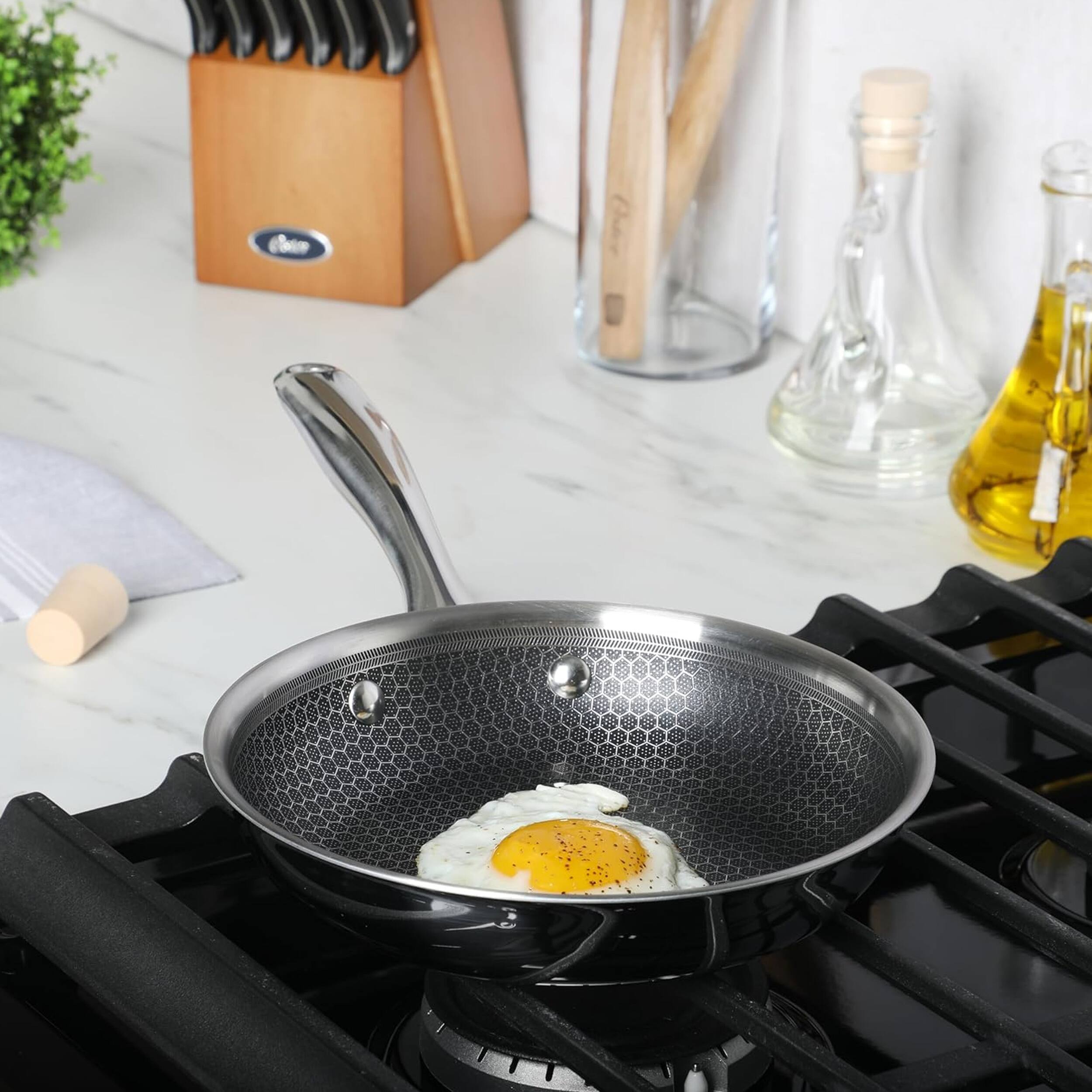 Alt View 3. Oster - Oster Modessa 8 Inch Nonstick Triply Stainless Steel Frying Pan in Silver - Silver.