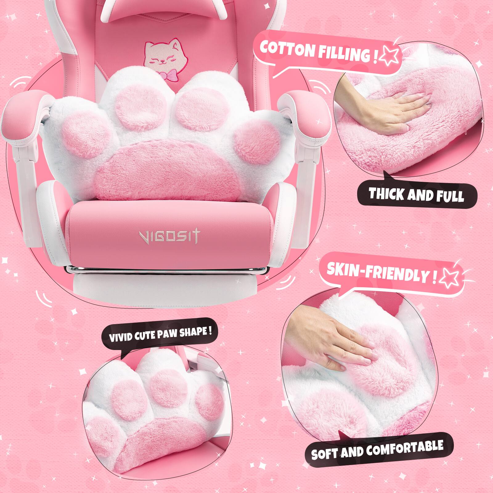 - COTTON FILLING!
- THICK AND FULL
- SKIN-FRIENDLY!
- VIVID CUTE PAW SHAPE!
- SOFT AND COMFORTABLE
