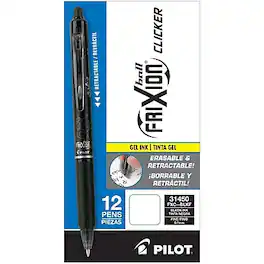 Pilot - FriXion Ball Clicker Erasable Gel Pens, Fine Point, 0.7mm, Ink, Dozen - Black