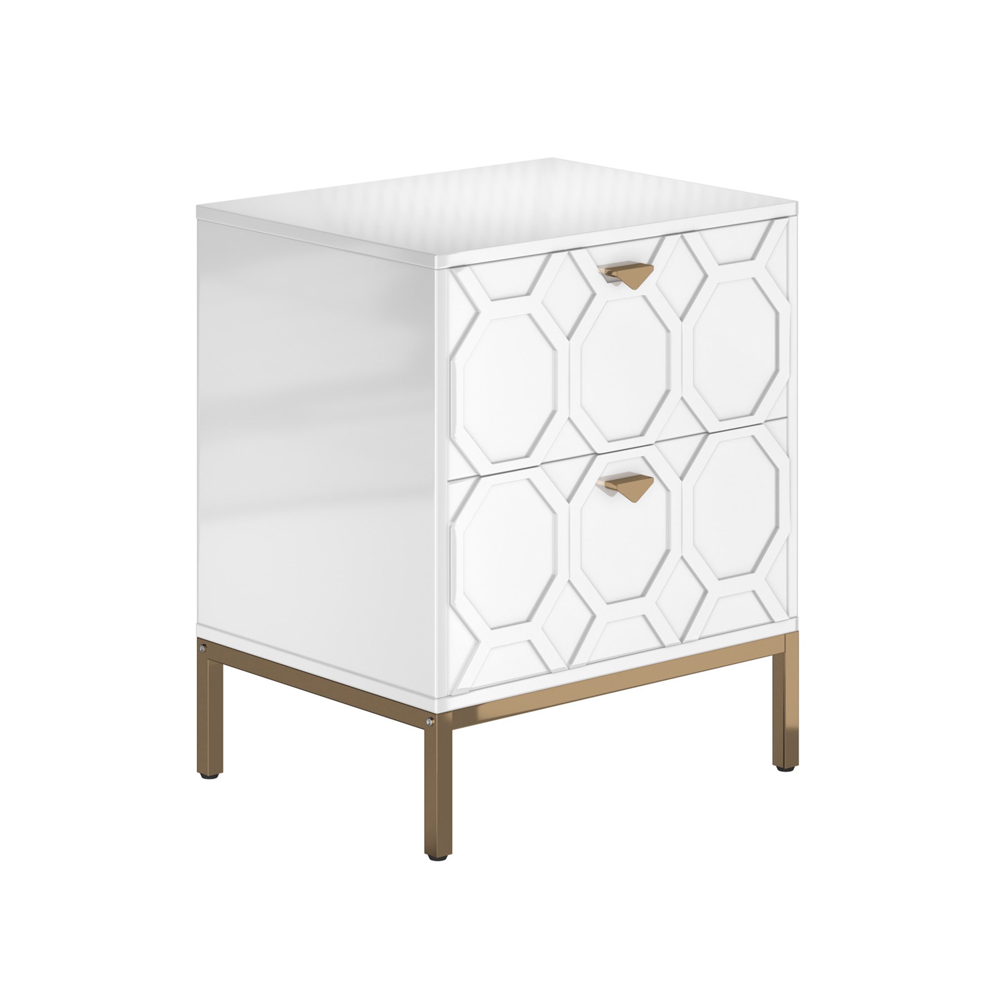 Front. Boyel Living - Wooden 2-Drawer Side Table - White.