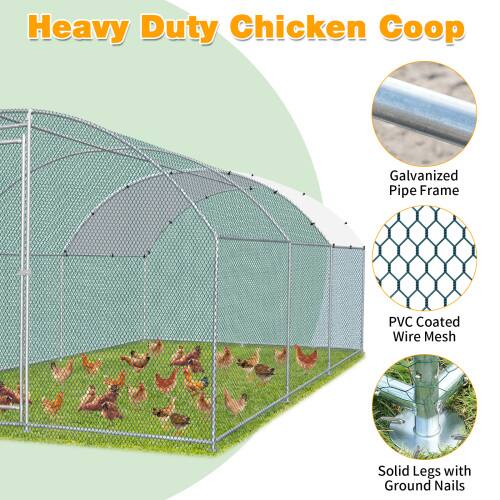 Heavy Duty Chicken Coop

- Galvanized Pipe Frame
- PVC Coated Wire Mesh
- Solid Legs with Ground Nails