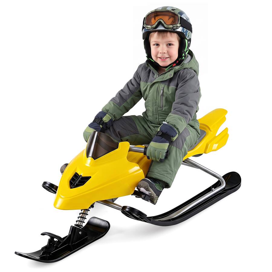Snow Riader Costway Snow Racer Sled with Brakes, Tow Ropes, Easy Grip Steering ...