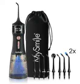 MySmile - LP221 Cordless UVC Water Flosser with Refill Jet Tips Bundle - Black