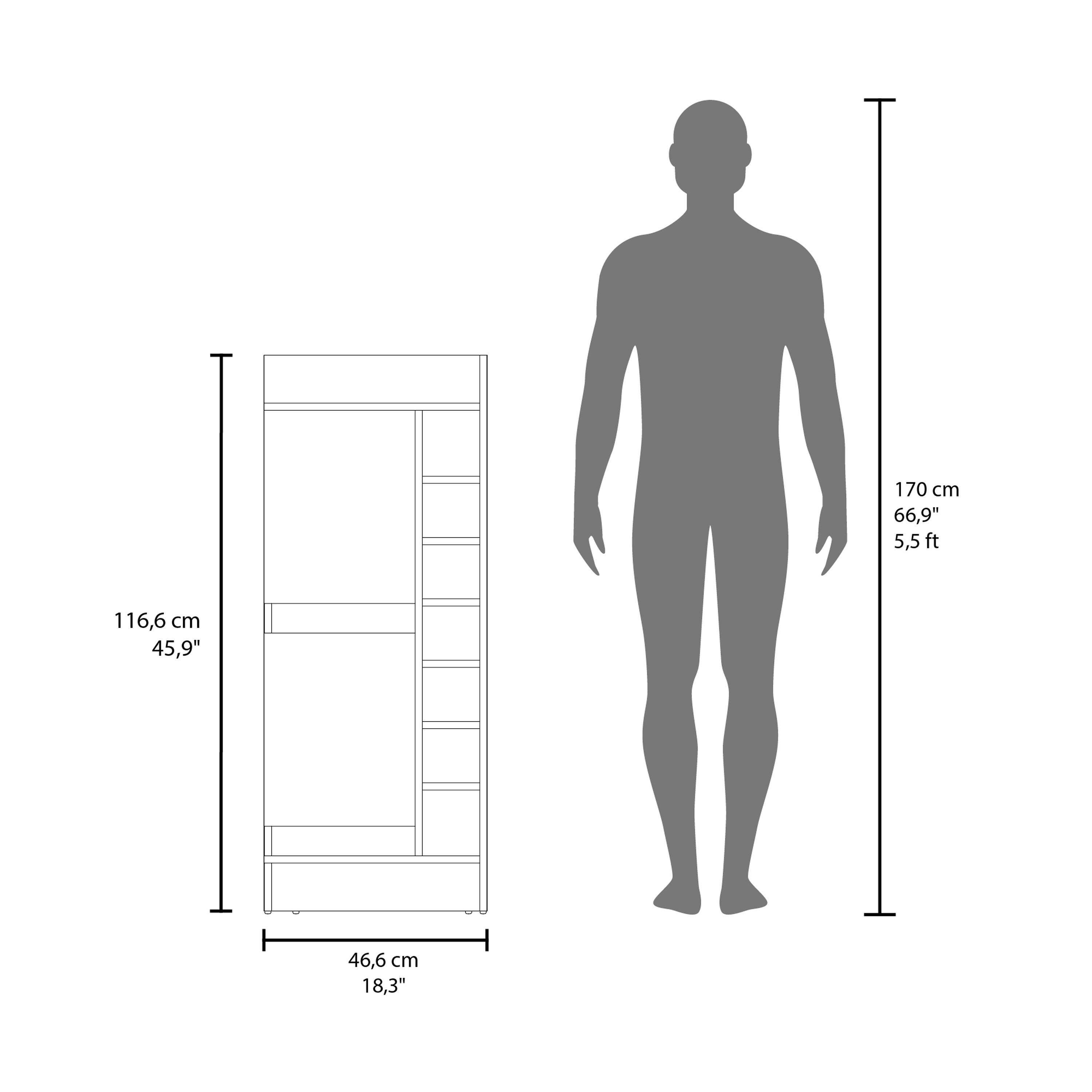 170 cm  
66.9"  
5.5 ft  

116.6 cm  
45.9"  

46.6 cm  
18.3"