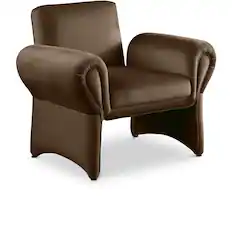 Front. Meridian Furniture - Fleurette Brown Velvet Accent Chair - Brown.