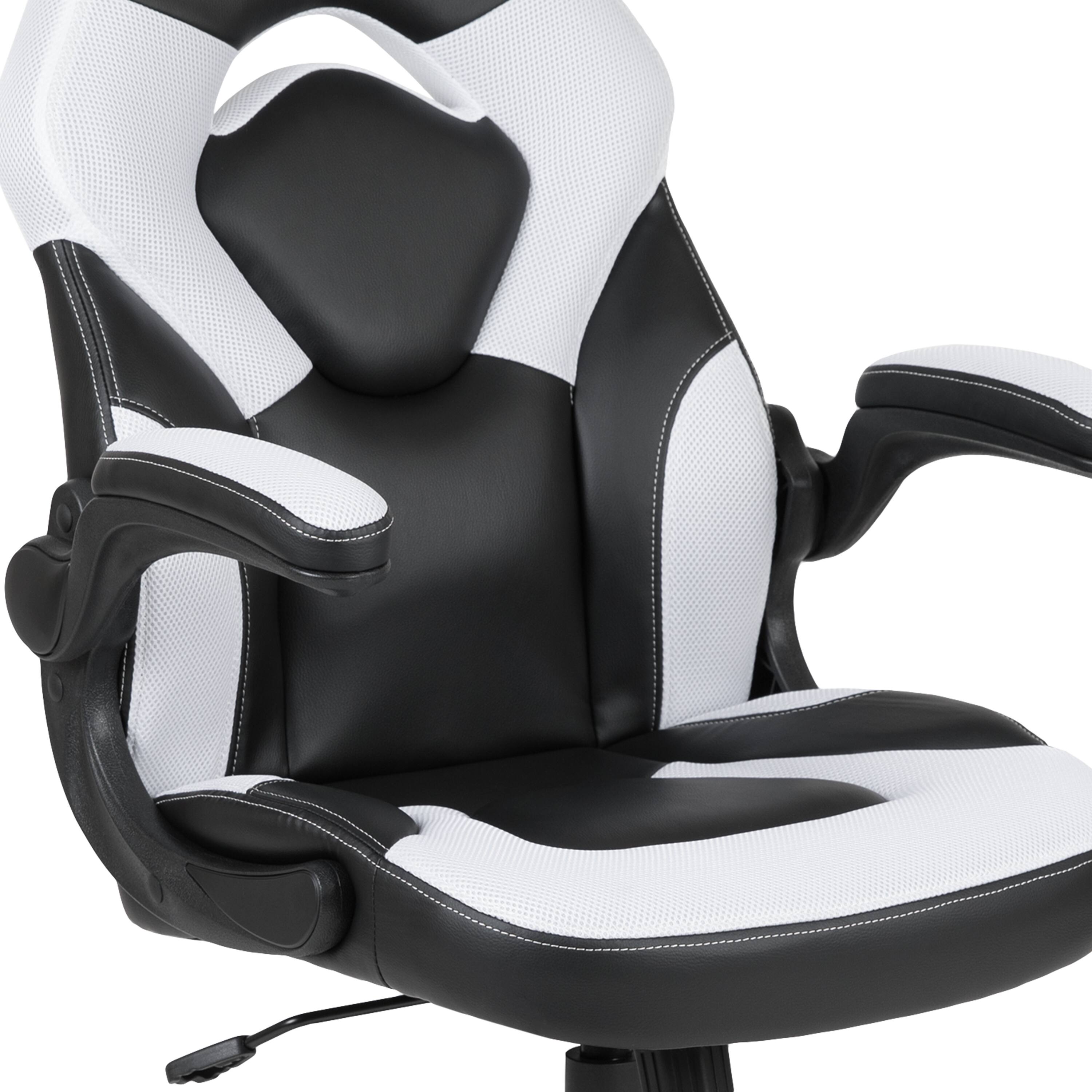 Alt View 7. Emma + Oliver - Gaming Desk and Racing Chair Set with Headphone Hook, and Monitor Stand - White.