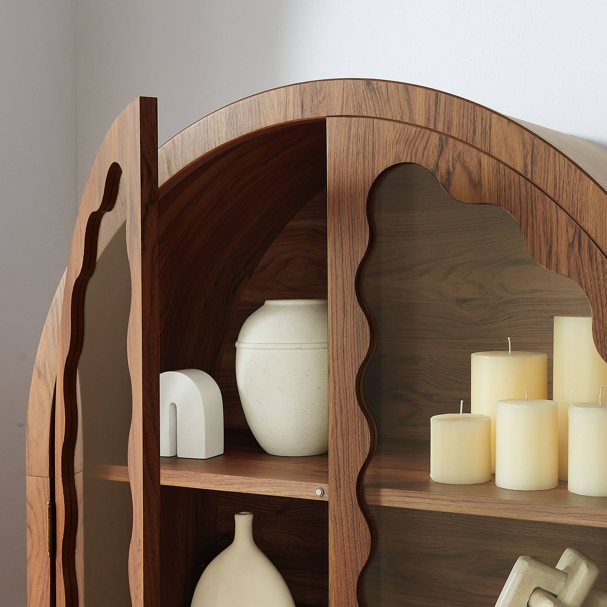 Alt View 2. Modway - Rory 76 Inch Arched Kitchen Pantry Cabinet by Modway - Walnut.