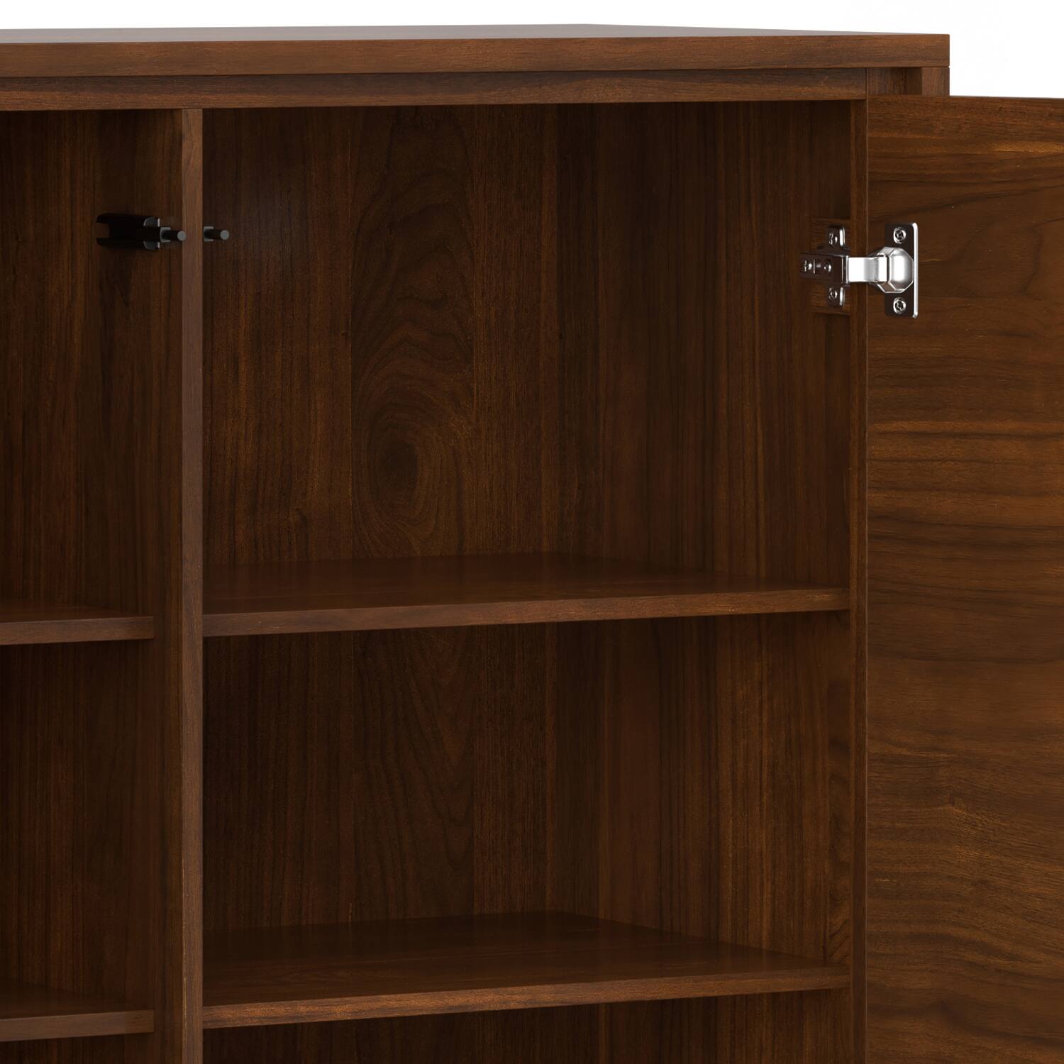 Alt View 6. Simpli Home - Lowry 39 inch Walnut Storage Cabinet (Set of 2) - Walnut Veneer.