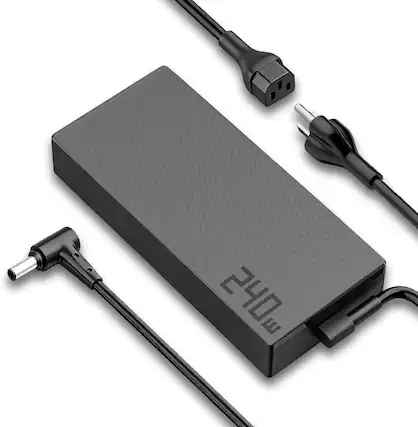Front. Core Tech - 240W Laptop Power Adapter with 6.0 x 3.7mm Round Tip and AC Cord - Black.