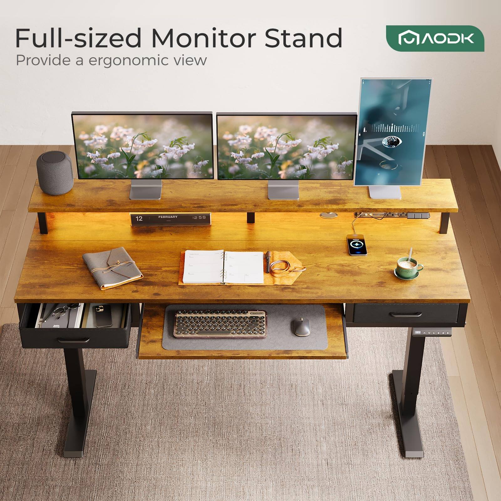 Full-sized Monitor Stand  
Provide a ergonomic view  
AODK