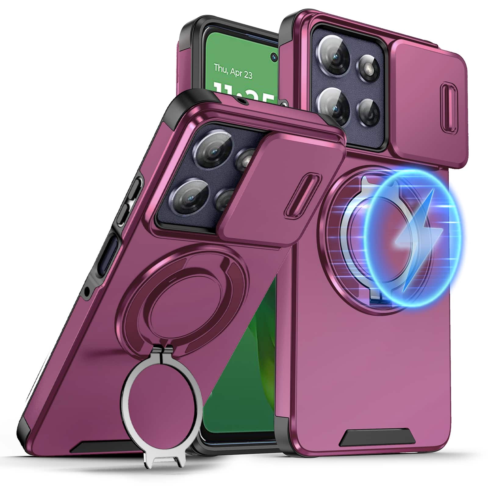 Dteck - for Motorola G Power 5G (2026/2025) Case with Camera Sliding Cover, Shockproof Magnetic Cover with Rotate Ring Stand - Cherry Red price history on PriceWatchPro