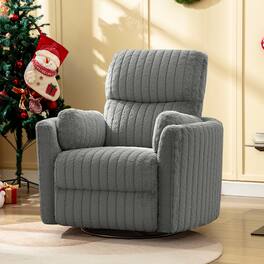 Brick Attic - Power Recliner Nursery Chair, Reclining Chair USB& Type C Ports, Ergonomic Plush Armchair Lounge Chair Rocking Function - Gray