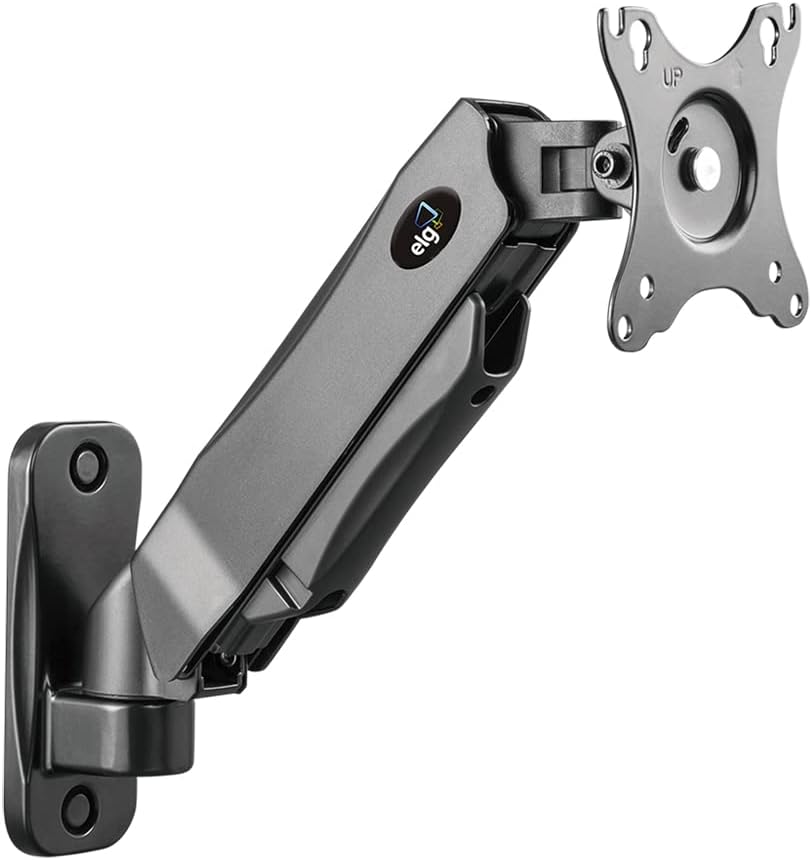 Front. ELG - ELG F410 Full Motion Swivel Monitor Desk Wall Mount Arm Stand Gas Spring for 17”-35” VESA Screen - Black.