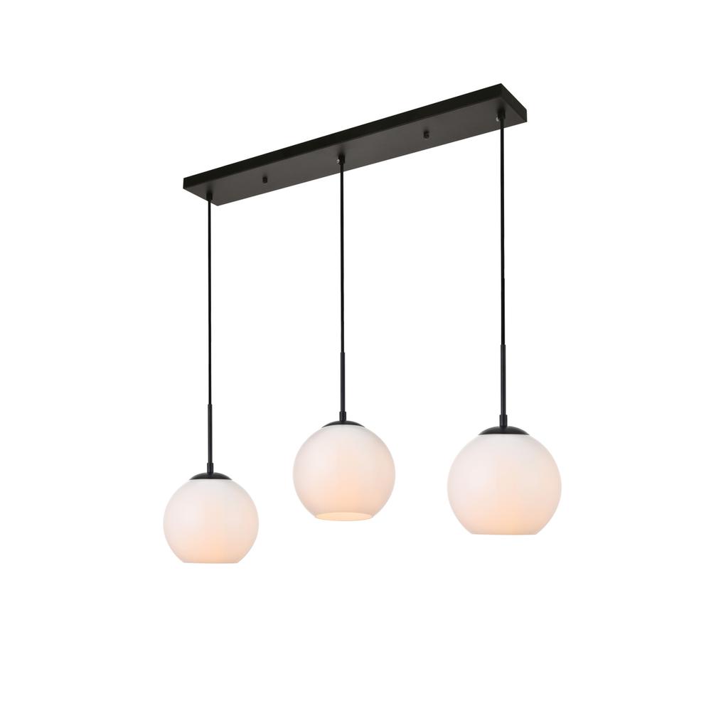 Alt View 2. Living District - Baxter 3 Lights Black Pendant With Frosted White Glass - Black And Frosted White.