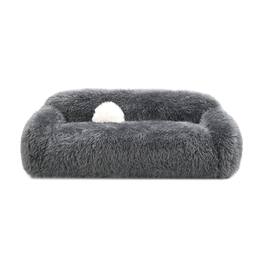 Vaczon - 3-Seater Plush Faux Fur Sofa with Soft Long Pile and Luxurious Comfort for Living Rooms or Apartments - Dark Gray