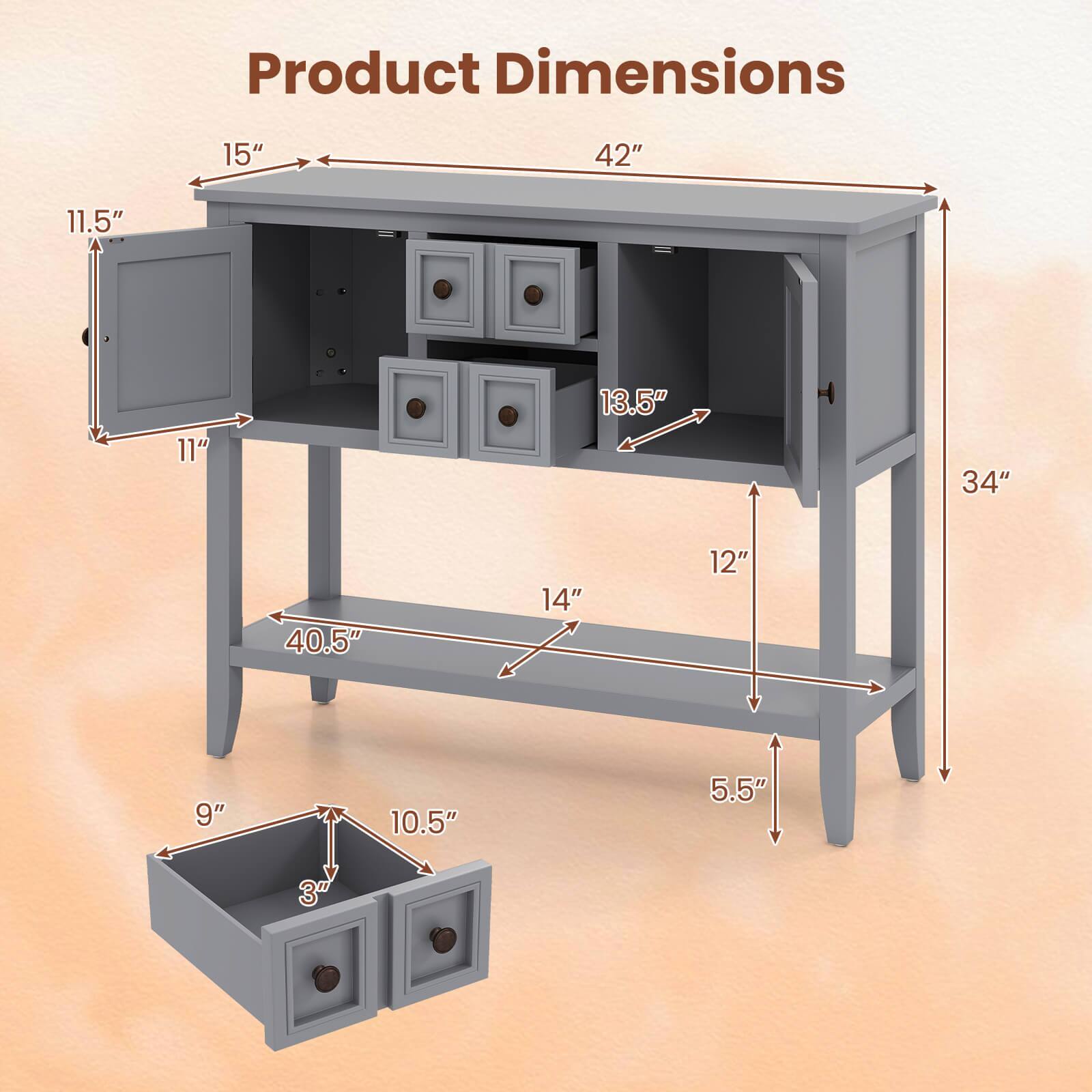 Product Dimensions: 15" x 42" x 11.5" x 11" x 13.5" x 34" x 40.5" x 14" x 12" x 9" x 10.5" x 5.5"