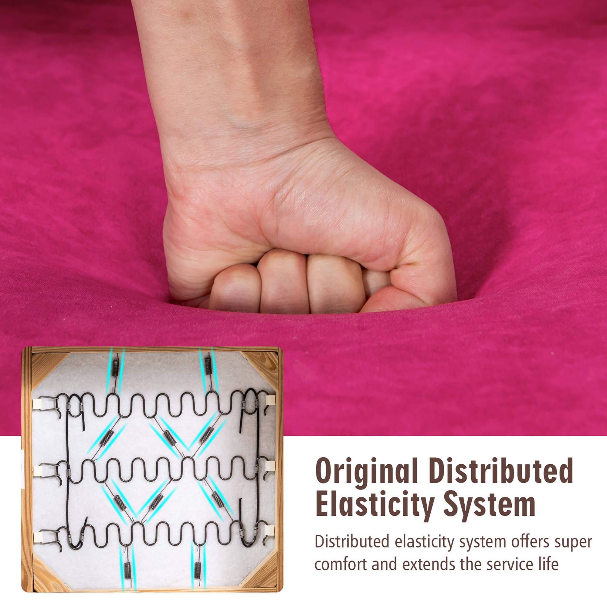 Original Distributed Elasticity System offers super comfort and extends the service life.