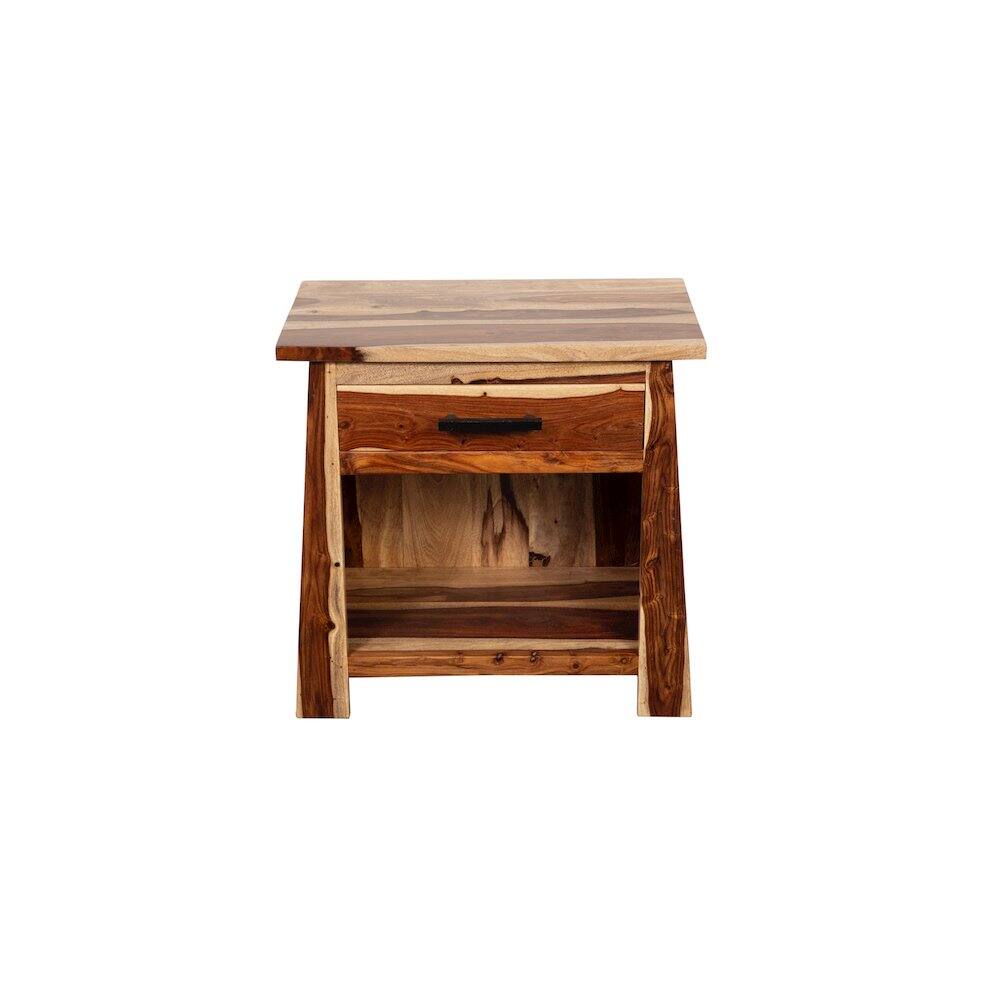 Alt View 2. Porter Designs - Kalispell Solid Sheesham Wood Nightstand - Natural.