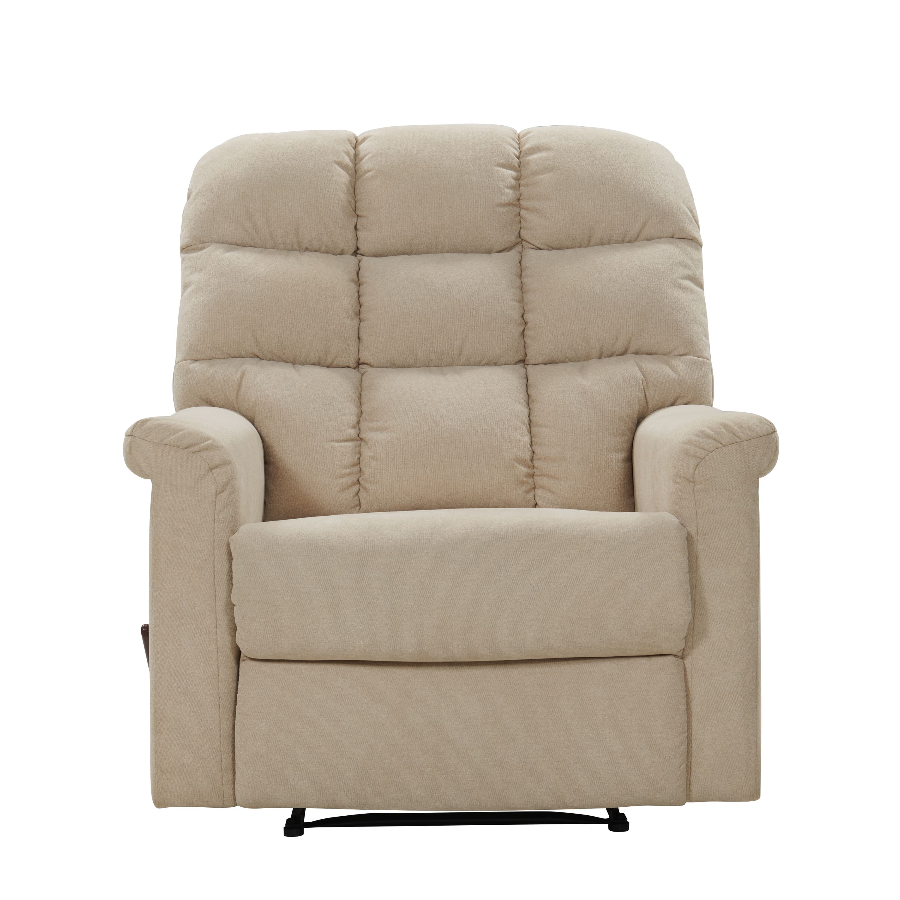 Front. ProLounger - Cooper Tufted Back Extra Large Low-Pile Velour Wall Hugger Reclining Chair - Barley Tan.