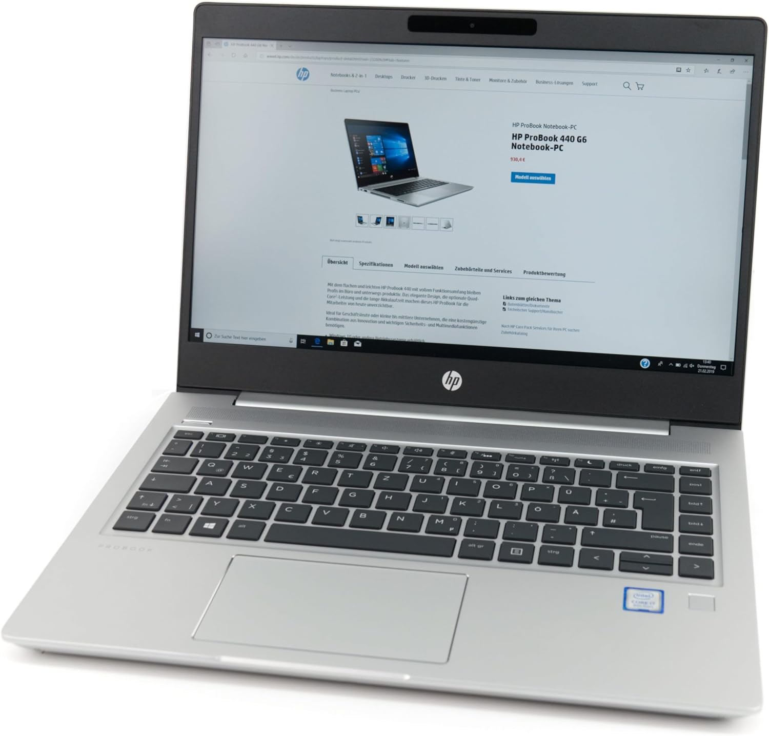 Sure, here is the corrected text:

---

HP ProBook 440 G6 Notebook-PC  
Notebook-PC 40 G6  
19.04  

Model association  

Downloads  
Spezifikationen  
Zubehörliste und Services  
Produktbewertung  

Links zu weiteren Themen  
HP Support  
HP Support  
HP Support  

---

This text appears to be from a webpage related to the HP ProBook 440 G6 Notebook-PC.