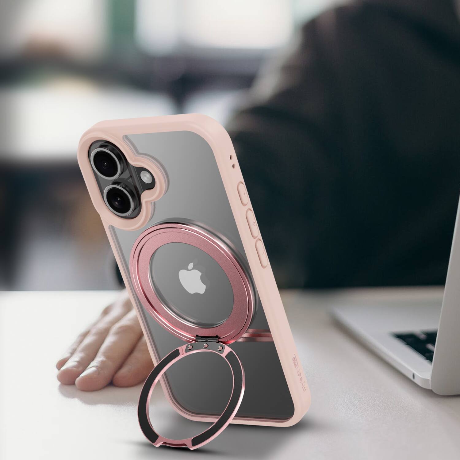 Alt View 2. Mybat Pro - MyBat Pro Lure Series 360° Ring Stand MagSafe Case for Apple iPhone 16 - Pink - Clear/Pink.