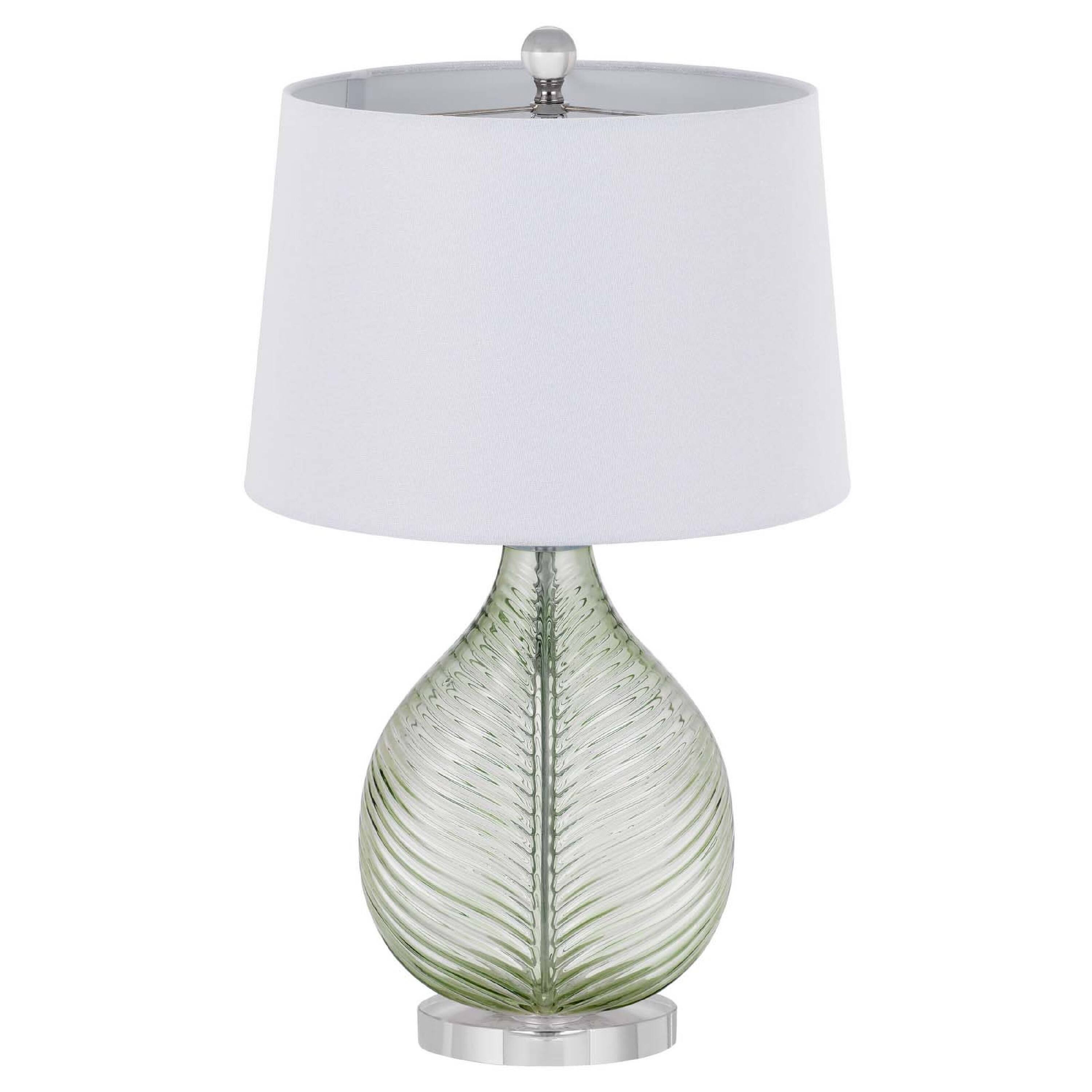 Left. Manhattan Lane - Table Lamp, Drum Shade, 26 Inch Faceted Teardrop Base - Lime Green, White, Chrome.