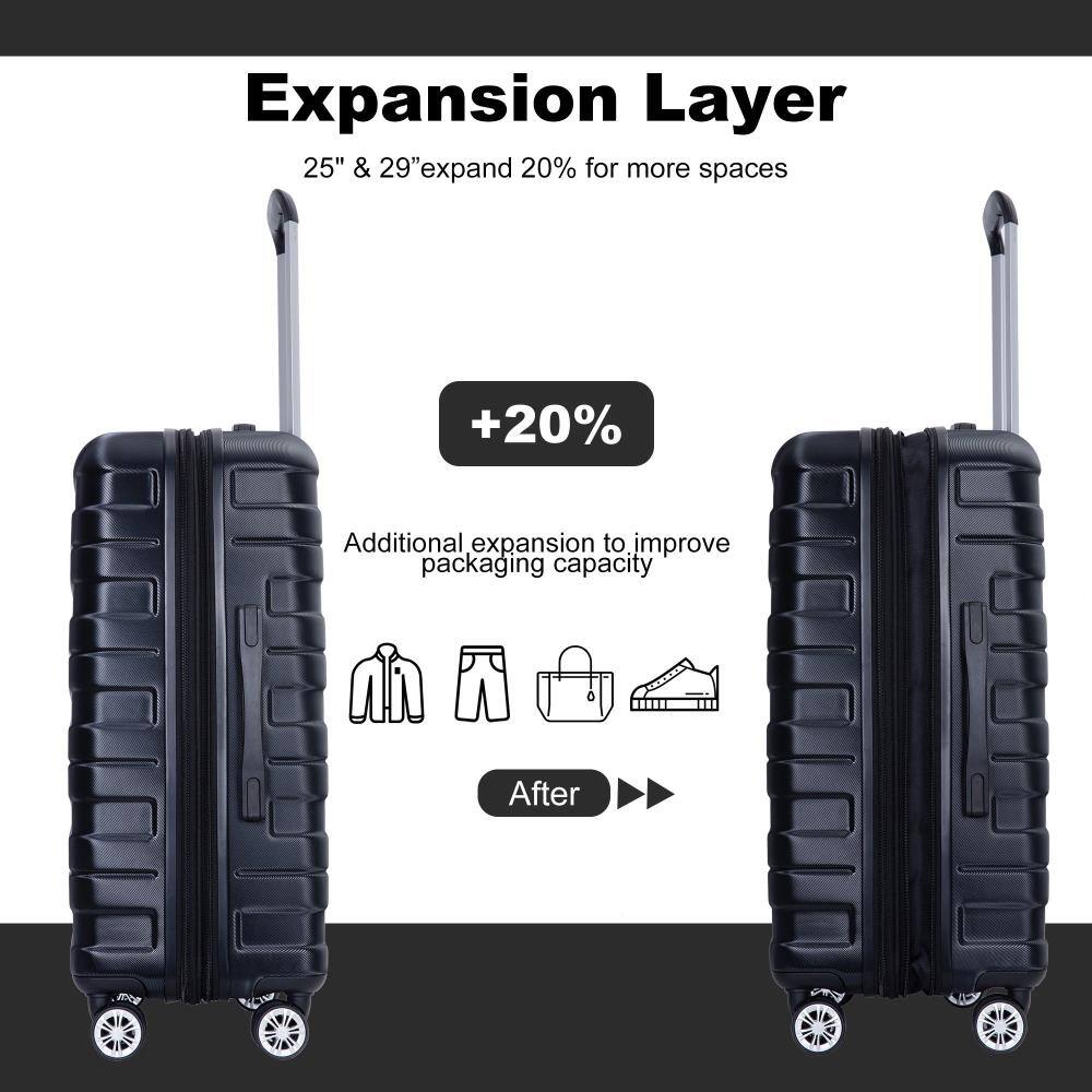 Expansion Layer  
25" & 29" expand 20% for more spaces  

+20%  
Additional expansion to improve packaging capacity  

After