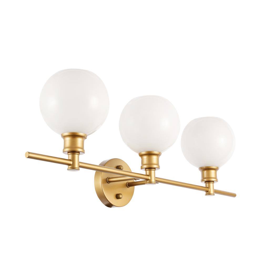 Alt View 3. Living District - Collier 3 light Brass and Frosted white glass Wall sconce - Brass And Frosted White Glass.