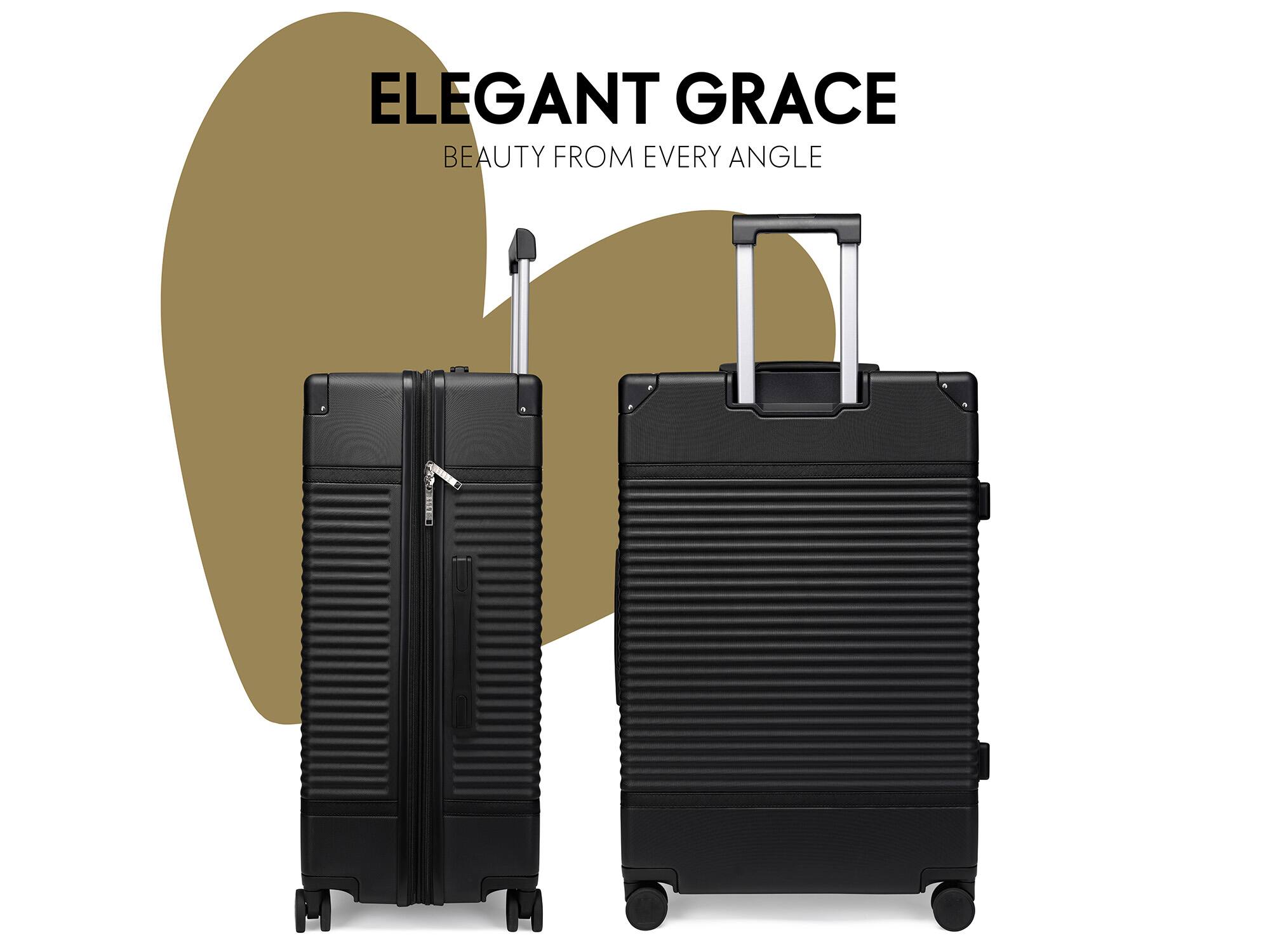 Elle Belleville 3 Piece Expandable Retro Spinner Luggage Set Black