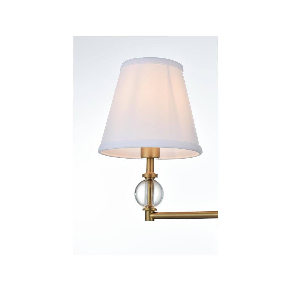 Alt View 2. Living District - Bethany 17 inch Wall Sconce in Satin Gold - Satin Gold And White.