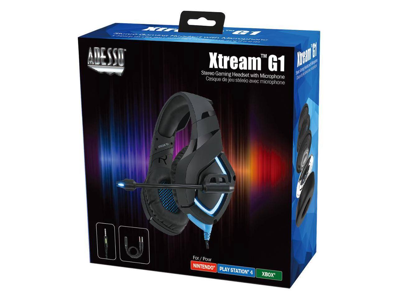 XIT "G1 SANTE Golner with Microphone ADESSO™ Xtream G1 Xtream G1 Stereo Gaming Headset Seet with Microphone Casque de jeu stereo avec microphone

STATAM

For / Pour NINTENDO PLAY STATION 4
XBOX