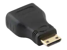 Front. Cable Leader - HDMI Male to Mini HDMI Female Adapter, Type A to Type C, Fully Molded - Black.