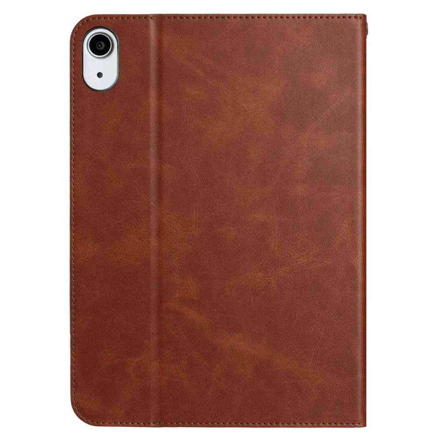 Left. Dteck - Retro PU Leather Folio Case for Apple iPad (A16) 11" 2025/iPad 10th Generation 2022,Shockproof Flip Kickstand Cover - Brown.