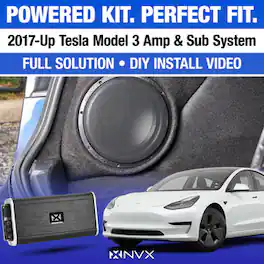 NVX - 2017-2022 Tesla Model 3 BOOST Bass Package - Single 10" Sealed Subwoofer Enclosure & Amplifier Bundle - Black
