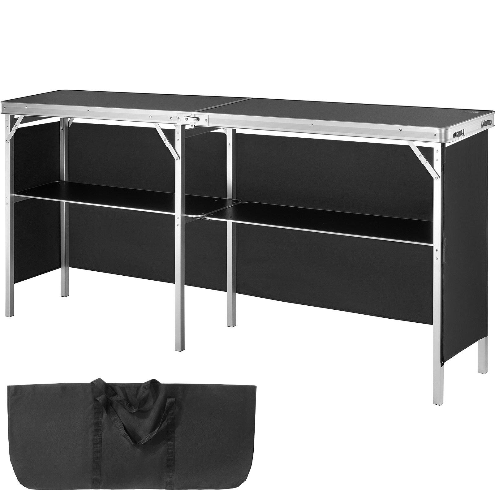Alt View 5. VEVOR - Extra Long Folding Portable Bar Table - Tradeshow Podium Table for Indoor, Outdoor, Party, Picnic, Exhibition - Black.