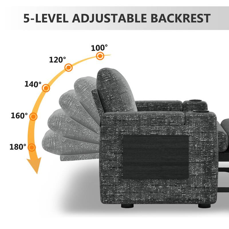 5-LEVEL ADJUSTABLE BACKREST

120°  
100°  
140°  
160°  
180°