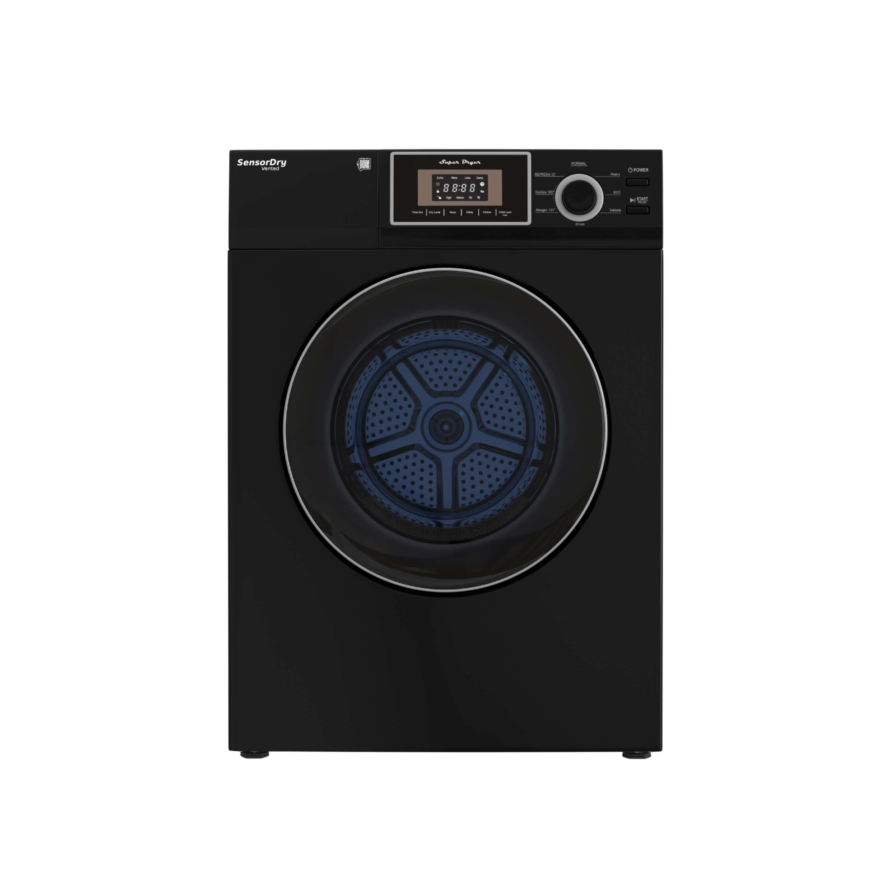 Equator - ED 866 DL Premium Compact 3.1 cu.ft. /13lbs 24 inch Vented Electric Dryer - Direct Line Single Socket 110V - Black