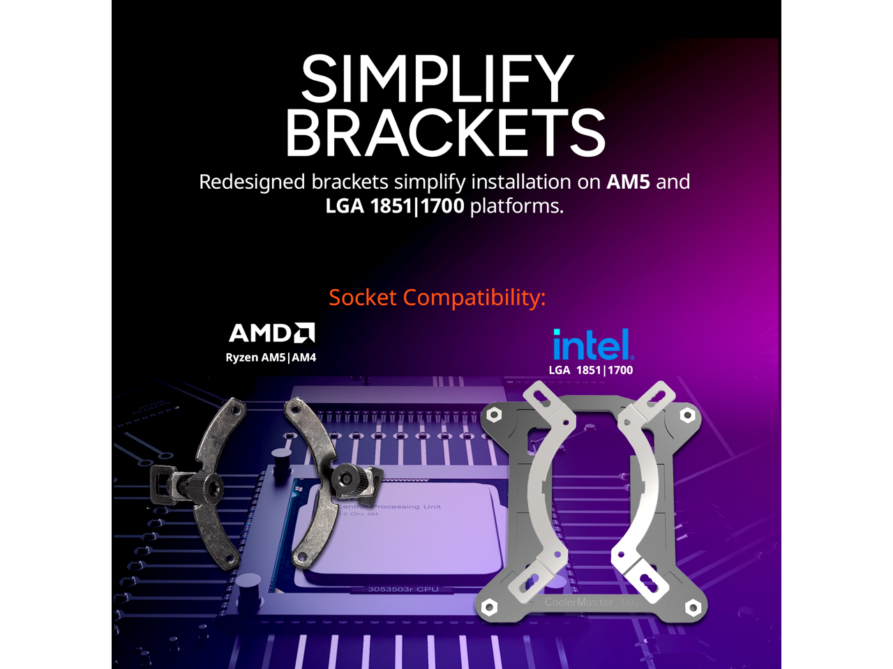 Alt View 9. Cooler Master - Cooler Master 240 Atmos Stealth AIO, R9|i7 Pump, Custom Cover, AM5/4, LGA 1851|1700 - Stealth.