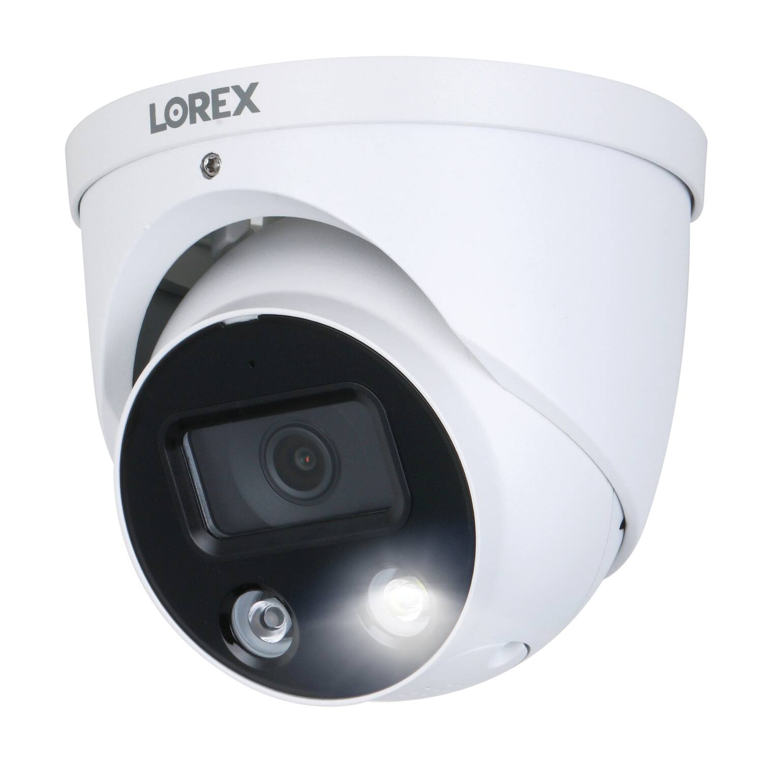 Alt View 1. Lorex - 4K Ultra HD Wired Analog Indoor/Outdoor Add-on IP Dome Security Camera, Smart Deterrence Plus - White.