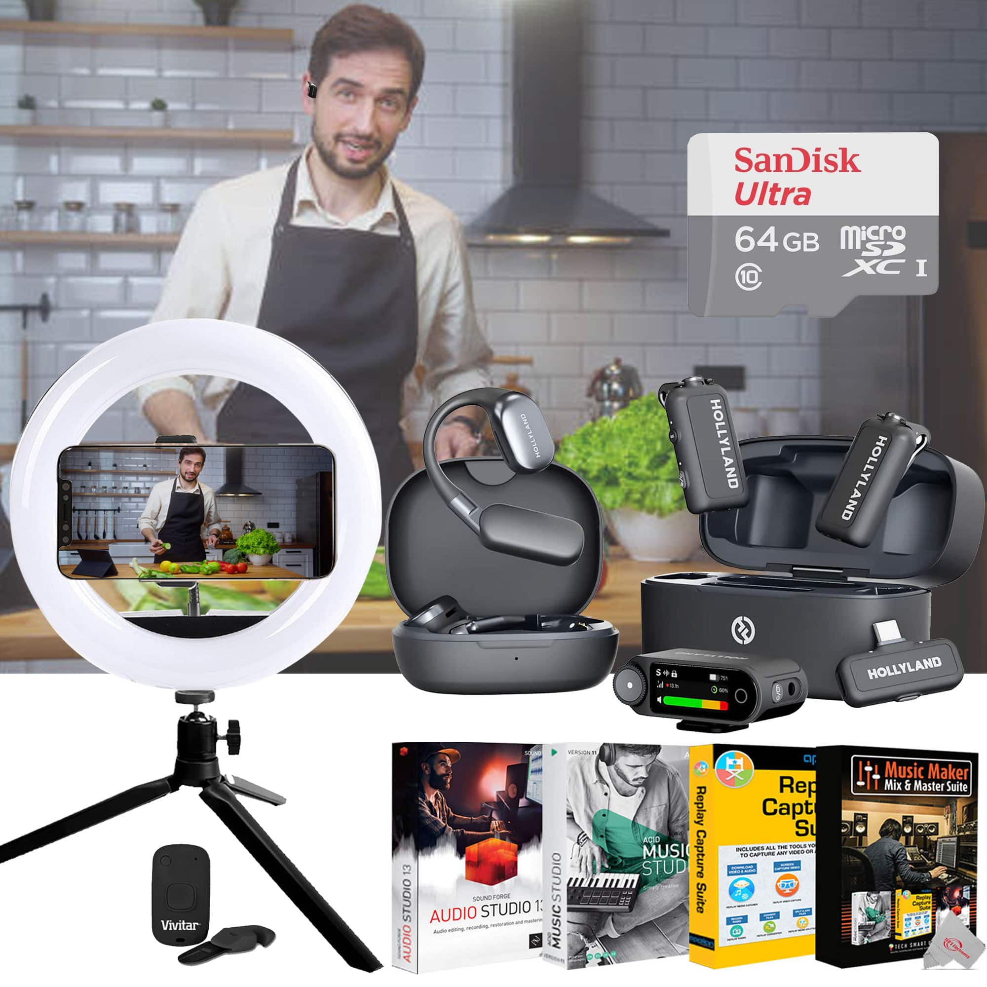 HOLLYLAND - LARK MAX 2 ULTIMATE COMBO Lavalier Mic System Creator Essential Bundle - Gray