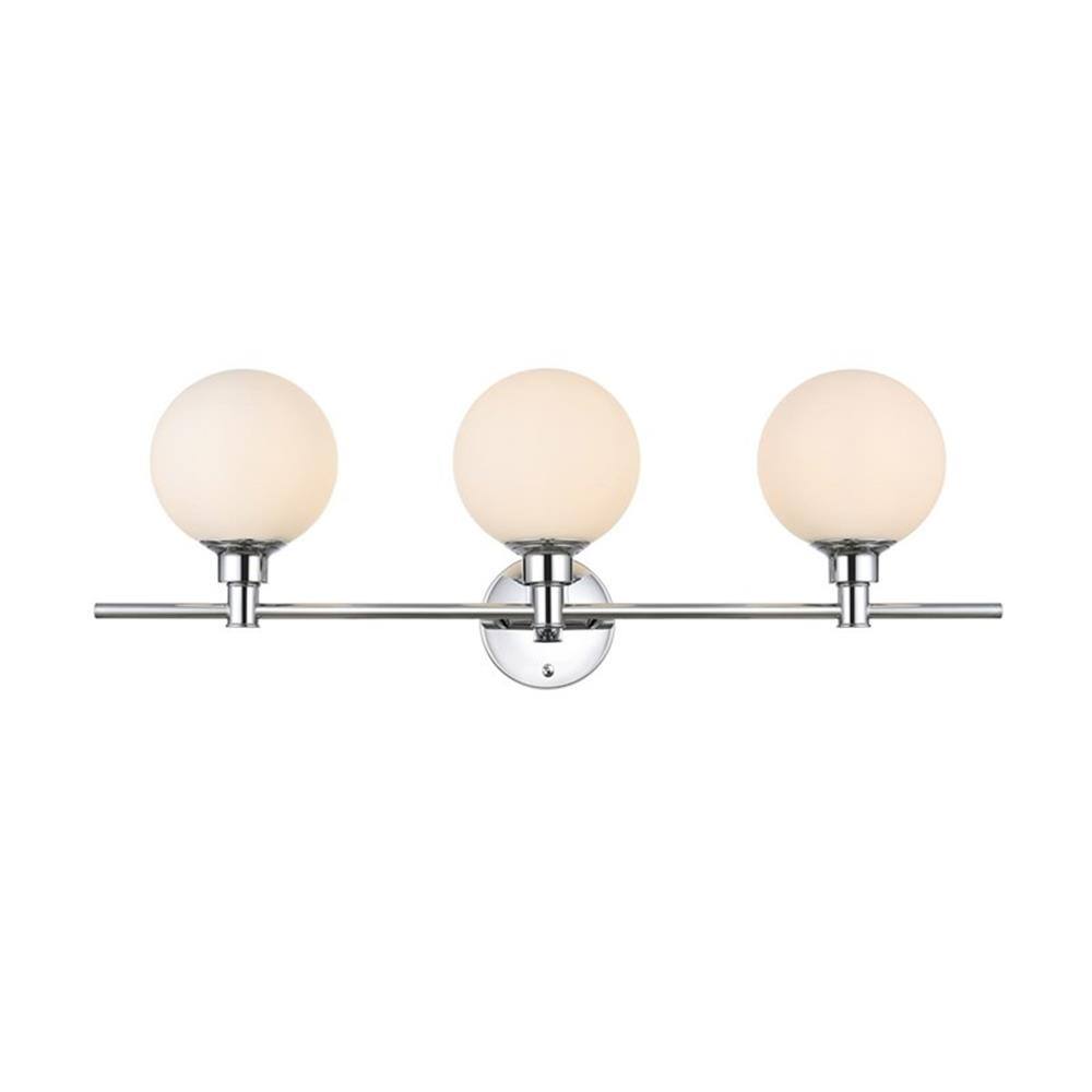 Alt View 2. Living District - Cordelia 3-Light Iron and Glass Bath Sconce - Chrome.