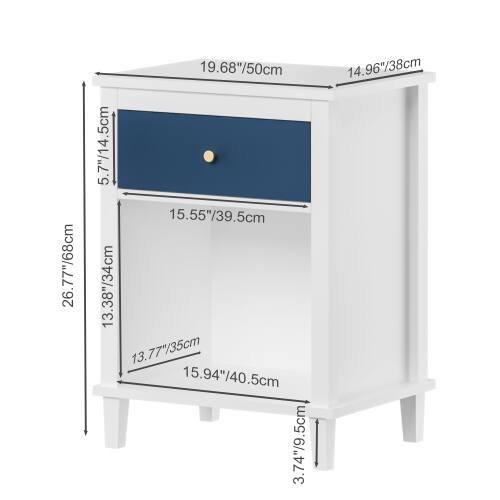 26.77"/68cm  
19.68"/50cm  
5.7"/14.5cm  
15.55"/39.5cm  
13.38"/34cm  
13.77"/35cm  
15.94"/40.5cm  
3.74"/9.5cm  
14.96"/38cm
