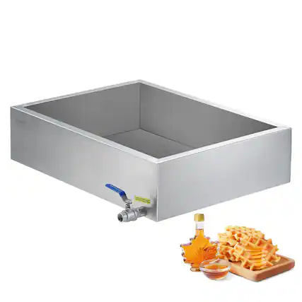 Front. VEVOR - Maple Syrup Evaporator Pan,11.2 Gallon, 162 Cups of 8.8oz Maple Syrup, Flat Evaporator Pan,1 Valve and 3 Heating Methods - Silver.