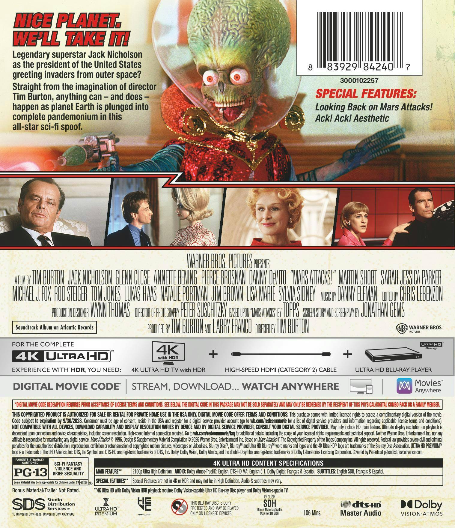 Back. Mars Attacks!   - 4K Blu-Ray.