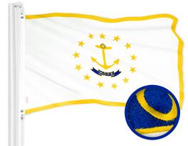 G128 - Rhode Island State Flag, 4 x 6 ft Embroidered 300D Polyester with Brass Grommets - Assorted Colors