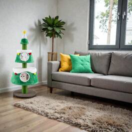 BreeBe - Christmas-Inspired Indoor Cat Tower Featuring Dual Condos - Green