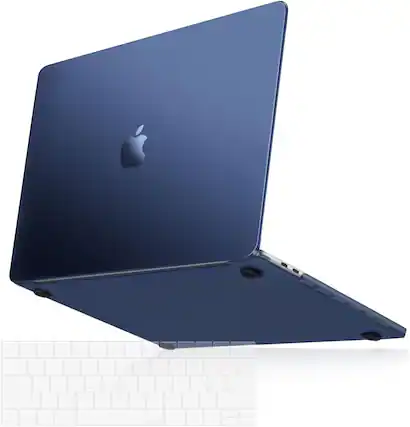 Front. mosiso - MacBook Pro 13-inch Hard Shell Case & Keyboard Cover, Crack-Resistant - Midnight Blue.