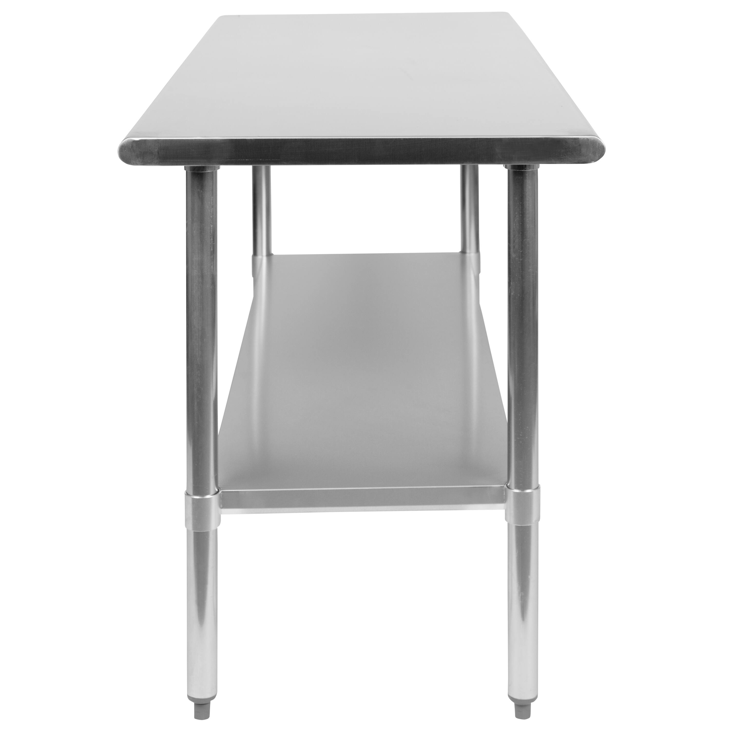 Alt View 5. Emma + Oliver - Stainless Steel 18 Gauge Prep and Work Table with Undershelf - Stainless Steel.