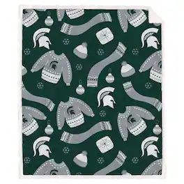 Pegasus - Michigan State Spartans 60" x 70"-Ugly Sweater Flannel Fleece Sherpa Blanket - Multicolor