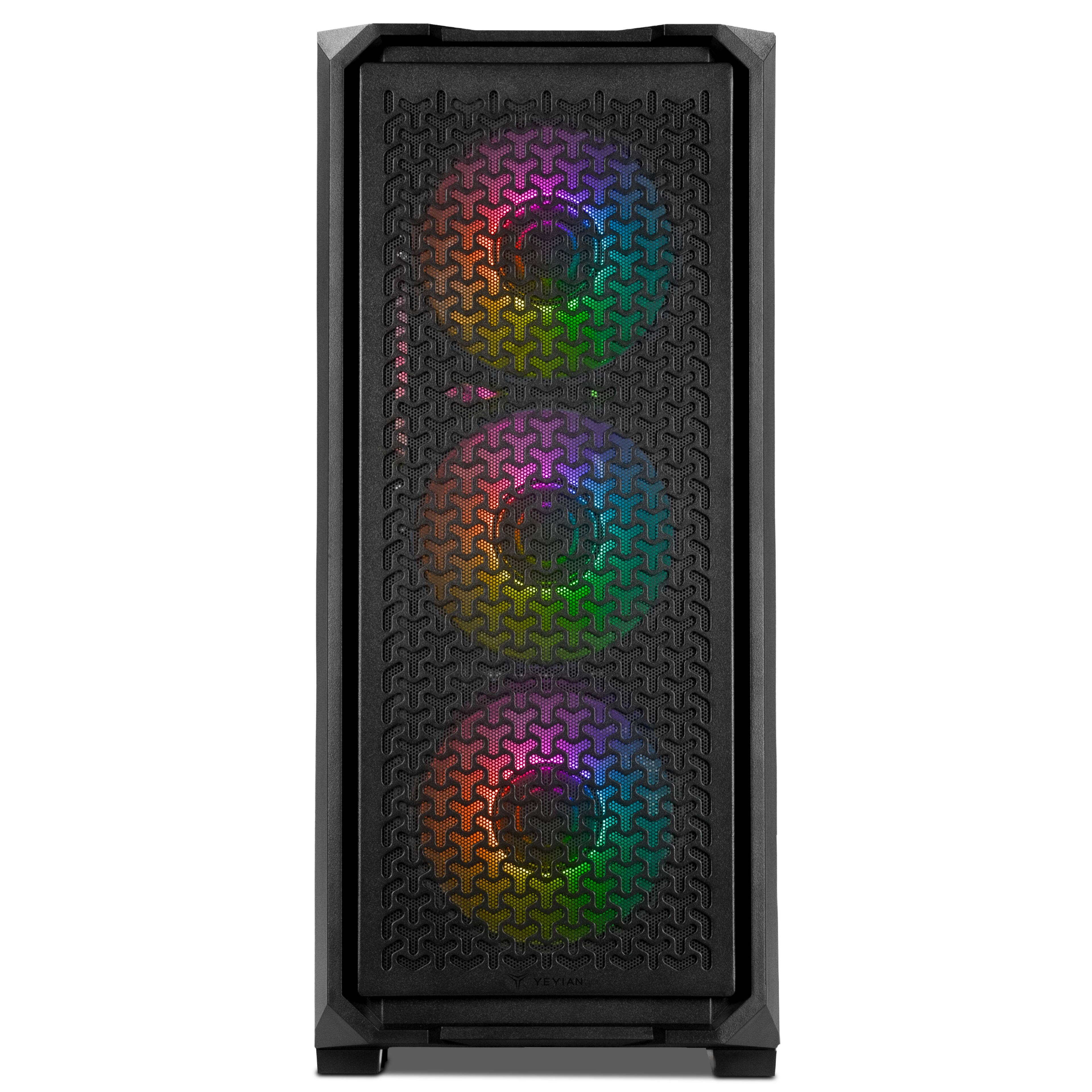 Angle. YEYIAN - YEYIAN Gaming  Desktop PC Intel Core i5 14400F 32GB DDR5 NVIDIA RTX 5060 2TB SSD NVMe 650W 80+Gold -Black - Black.